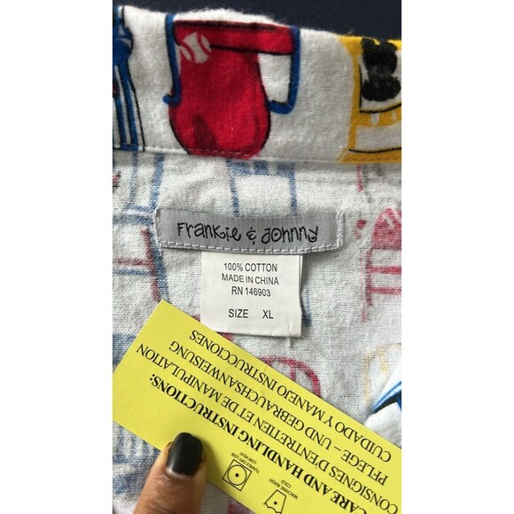 Frankie‎ & Johnny Chairs and Pets Print XL Pajama Flannel Soft Shirt - Picture 8 of 8